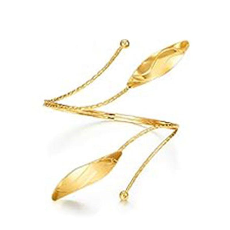 European & American Bridal Pearl Leaf Headband, Gold Hair Clip, Bracelet, Earring, & Armband Set