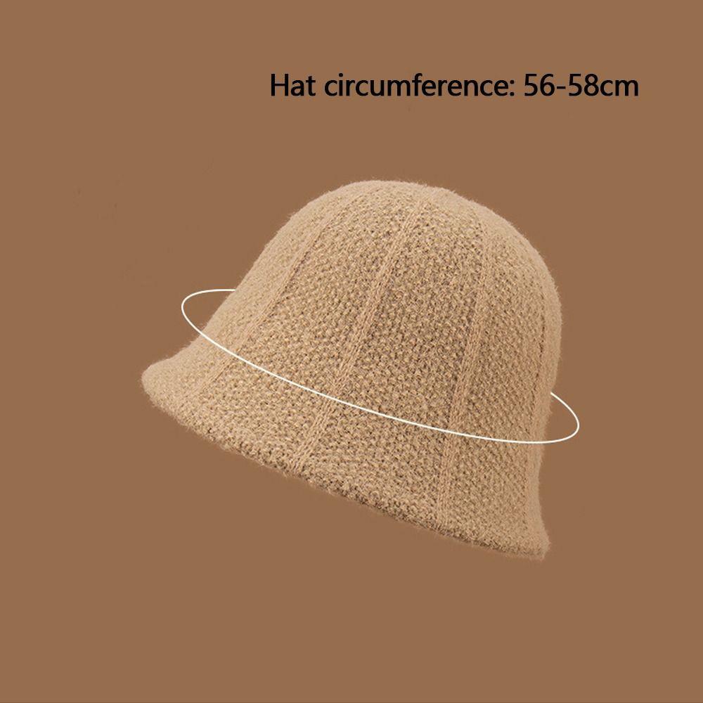 Fashion Autumn Winter Bucket Hat Knit Cold Proof Warm Hat Simple Windproof Panama Cap for Women