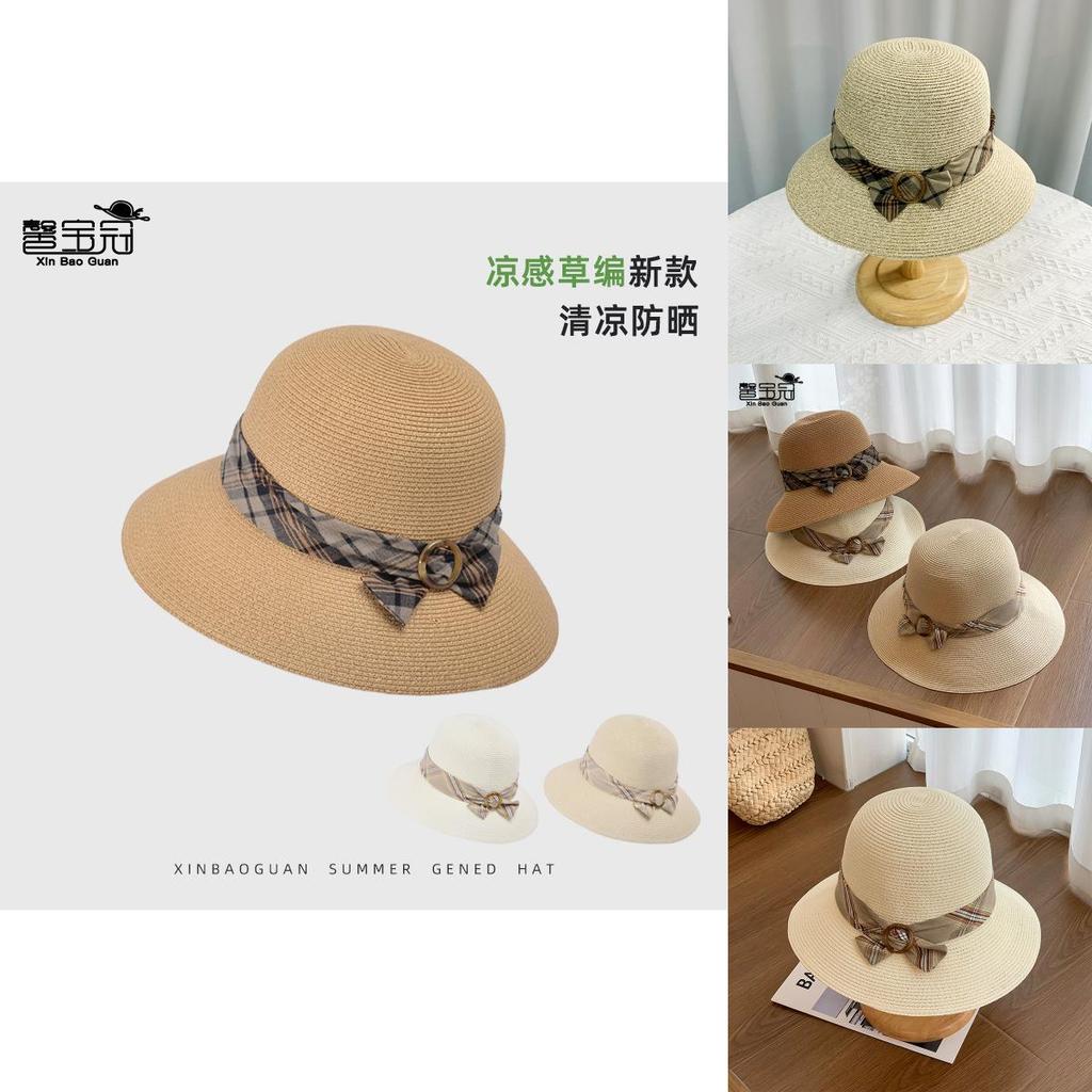 Summer Straw Sun Hat With Large Brim For Women Sun Protection Stylish Beach Accessory