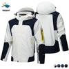 Heren Colorblock Waterdichte Windjack met Capuchon en Mouwzak - Buiten Hiking Regenjas.