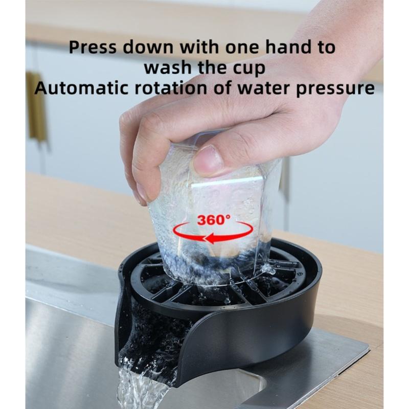 Automatic Glass Rinser Stainless Steel Cup Washer Professional Rust Resistant Pressure Glass Washer For Kitchen Sinks Silver