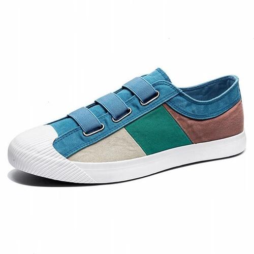 Basic High Quality Mens Canvas Shoes Patchwork Rubber Lace-up Mens Casual Shoes Lightweight Round Toe Male Sneakers