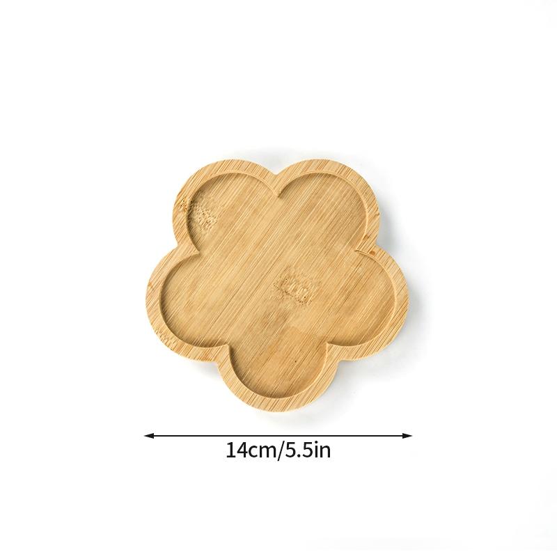 Bamboo Tray Creative Cup Tray Decorative Dessert Pallet Star Flower Shaped Trays Cake Cookie Holder Party Camping Decor Supplies