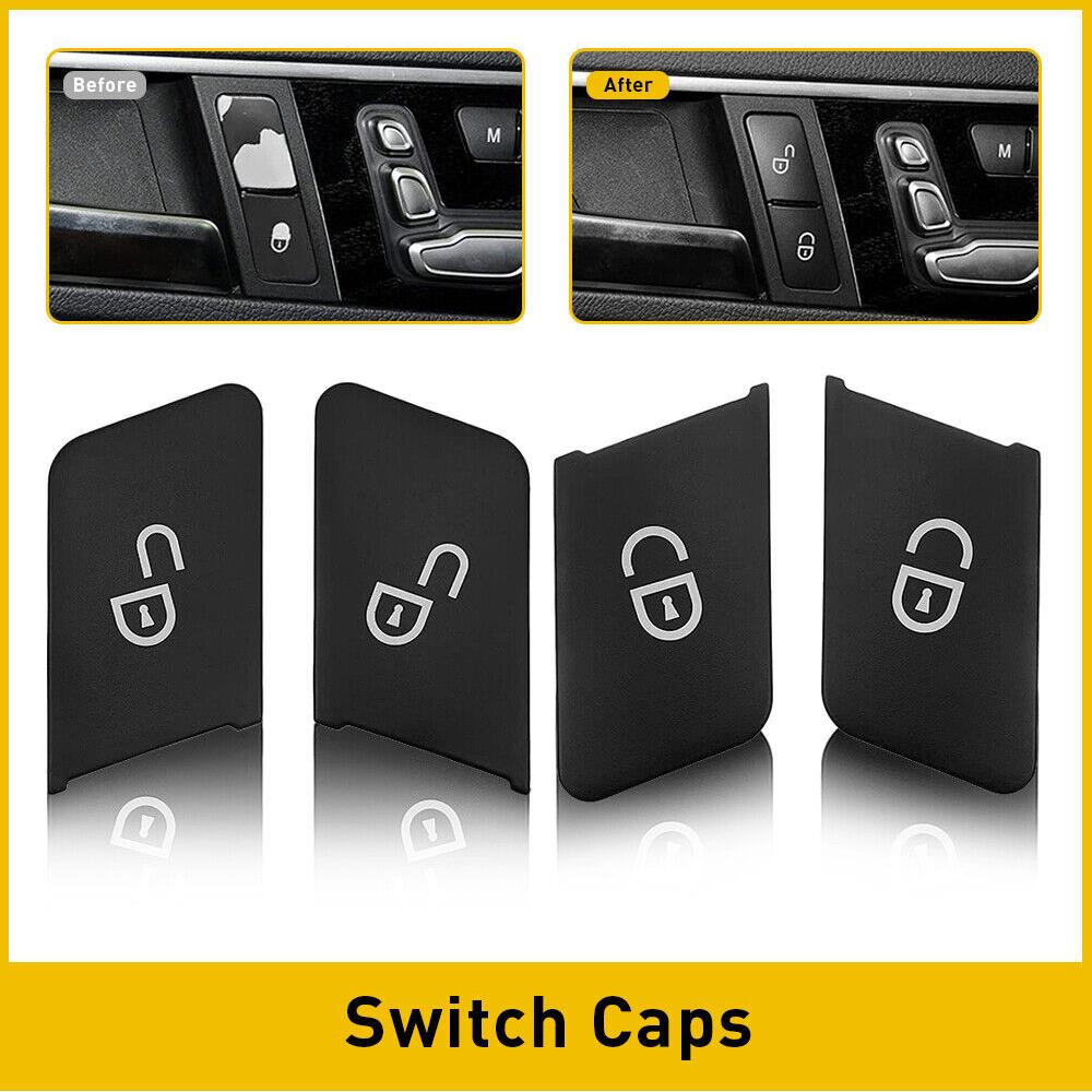 

4PCS Door Unlock Switch Button Trim Cover For Mercedes-Benz E Class W212 2010-15