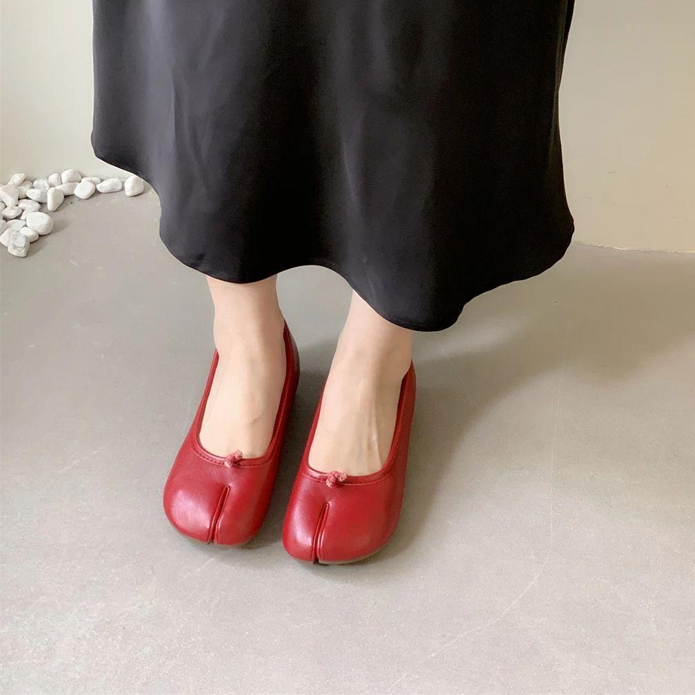 Fashion Bailamos Brand New Split Toe Flats Ballet Shoes Tabi Ninja Women Casual Shoes Woman Slip On Loafers Soft Bottom Moccasins Mujer