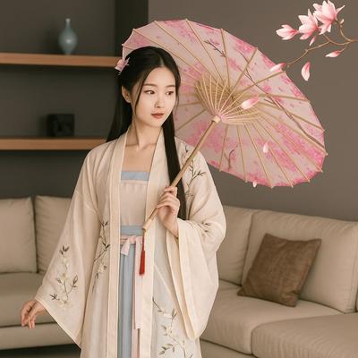 Bamboo Oil Paper Umbrella Handmade Chinese Style Hanfu Umbrella Sunscreen Rainproof Ancient Dance Umbrella for Men Women