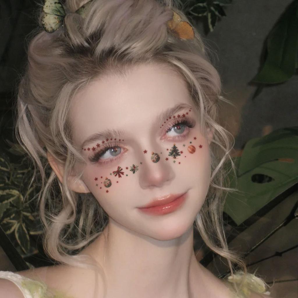 Christmas Makeup Face Sticker Cute Sweet Creative Blush Temporary Tattoo Sticker