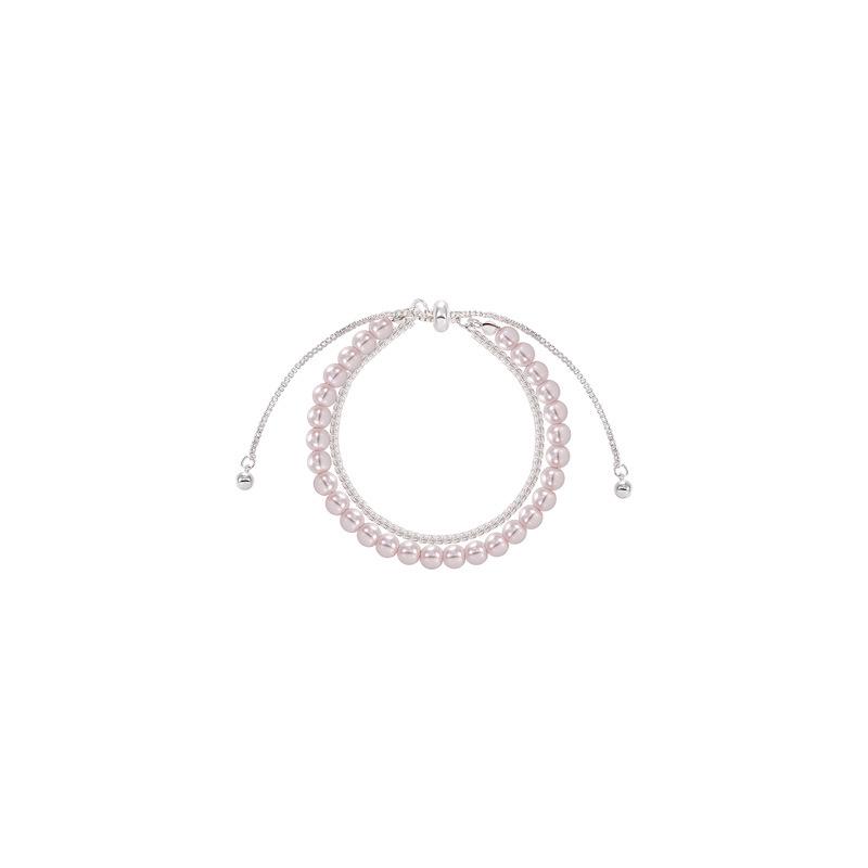 Brățară cu șnur cu perle și zirconiu roz cu strat dublu – Bijuterii de modă elegante și versatile