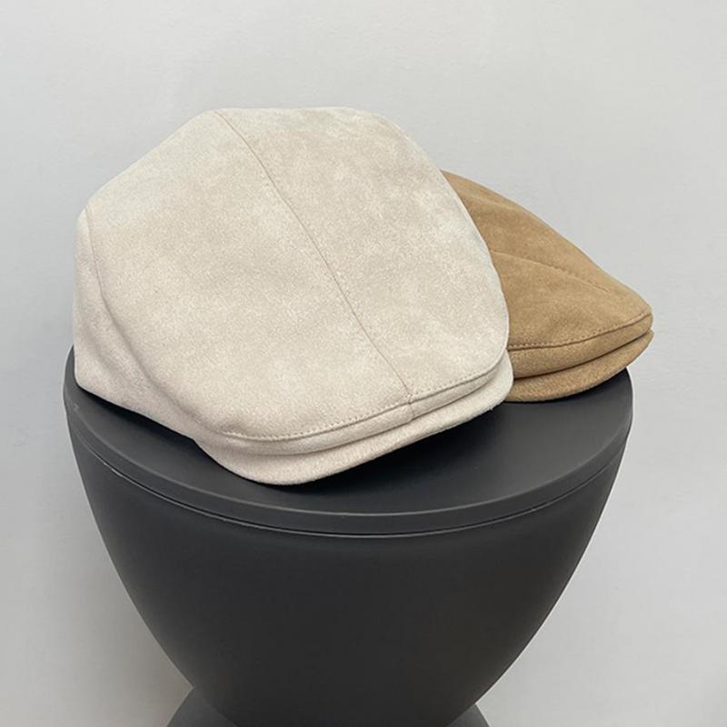 Schirmmütze Wildleder Schirm Damenmütze Britischer Stil Newsboy Cap Wintermützen Für Damen Herren Vintage Einfache Mütze Unifarbene Malercap Neu