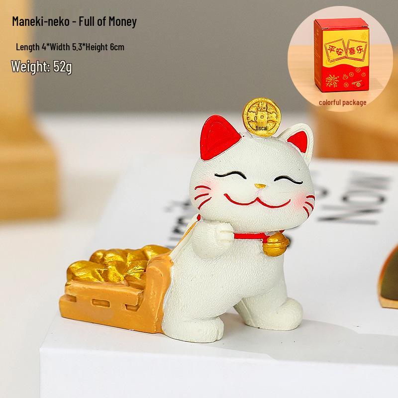 2025 Handmade Lucky Cat Ornament - Creative Cartoon Figure for Office Desk Decor and Cute Gifts