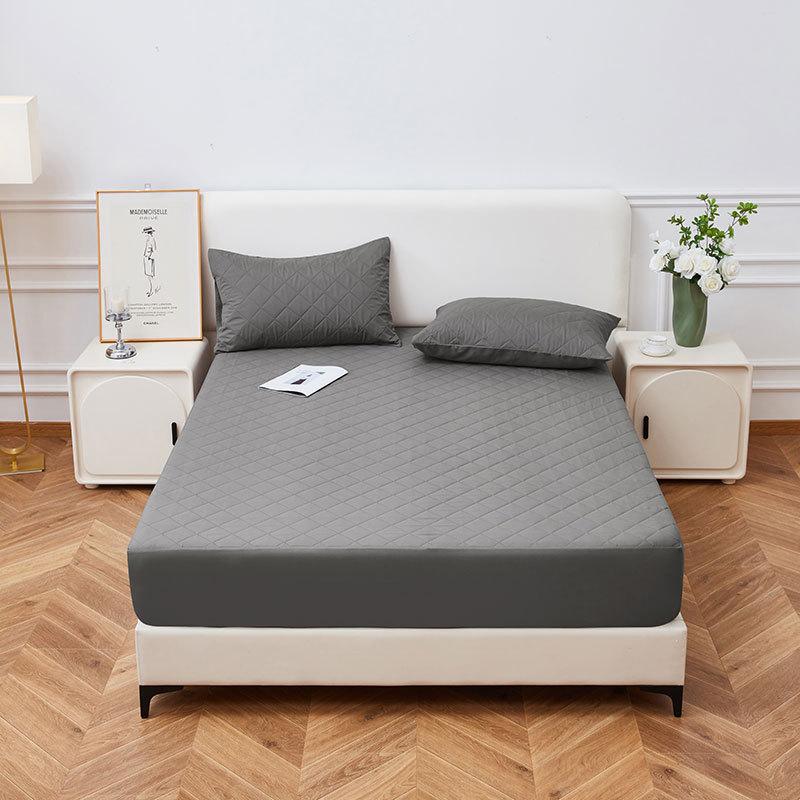 Solid Color Waterproof Thickening Mattress Protector Pad King Machine Washable Four All-Season Universal Not Included Pillowcase