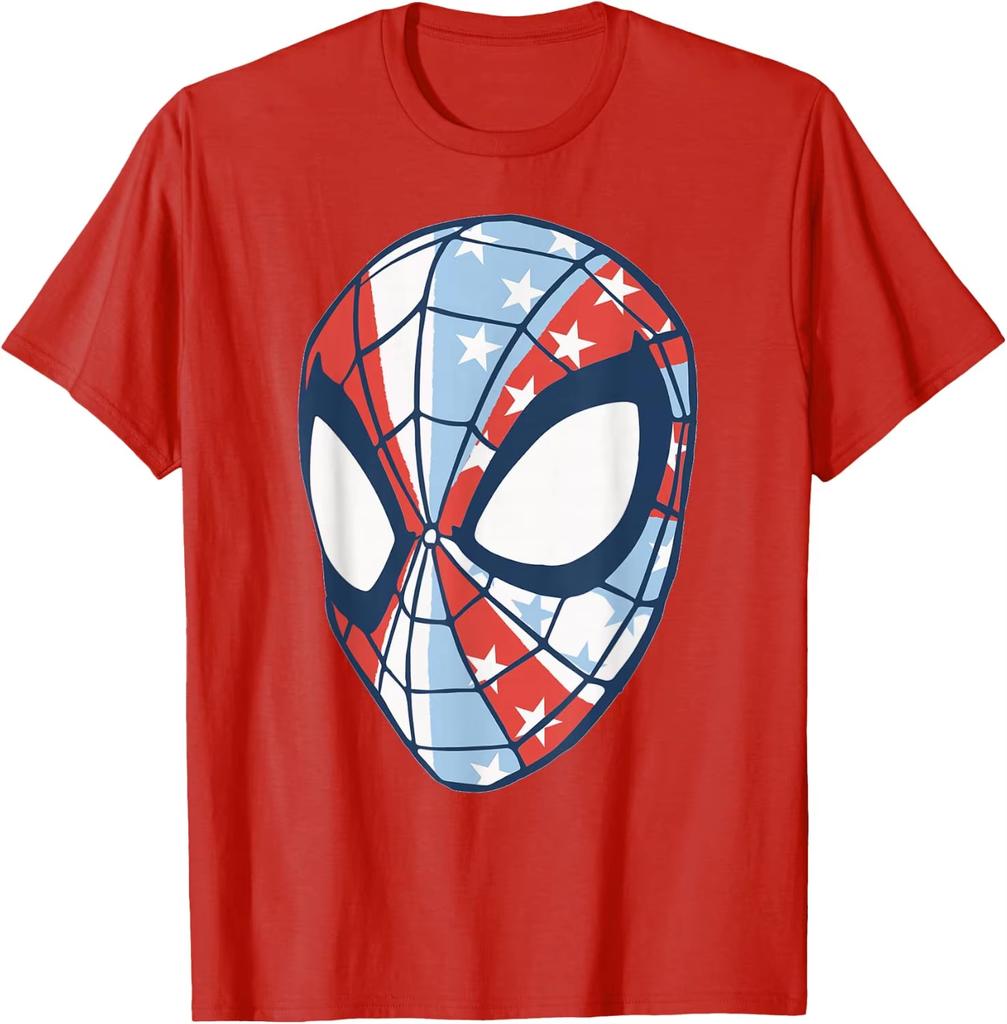 Unisex Crew Neck Streetwear T-Shirt With Vintage Classic Spider-Man Movie Character Print, Must-Have For Fans T-Shirt