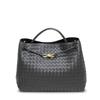 Borsa a tracolla messenger a tracolla portatile in corda intrecciata in pelle da 45 cm con chiusura a nodo a otto, borsa a tracolla da donna alla moda transfrontaliera