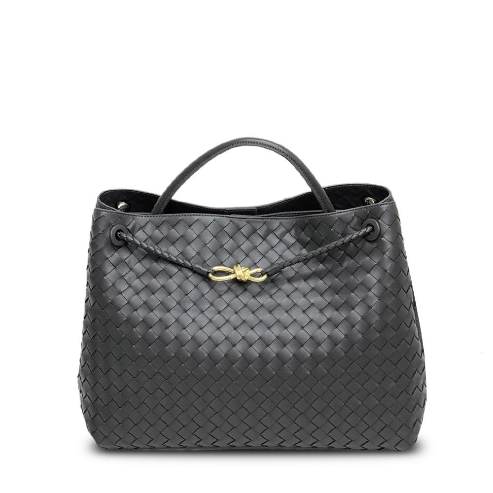 Borsa a tracolla messenger a tracolla portatile in corda intrecciata in pelle da 45 cm con chiusura a nodo a otto, borsa a tracolla da donna alla moda transfrontaliera