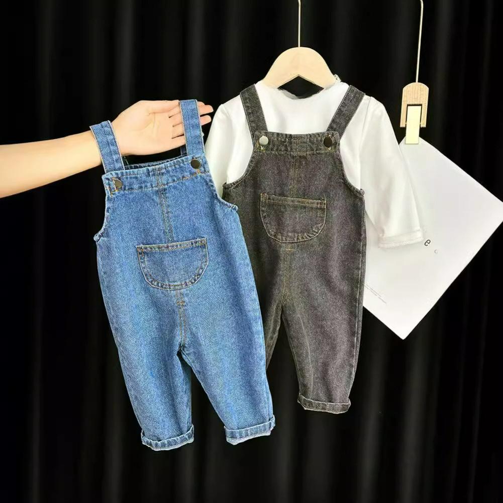 Children's Baby Denim Overalls Spring and Autumn Models for Babies 3 Girls 1 One-year-old Western Style Spring Casual Long Pants for Outer Wear