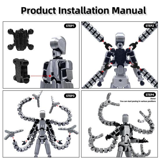 3D Printed Robot Action Figure with Accessories Movable Joints Robot Model Toy