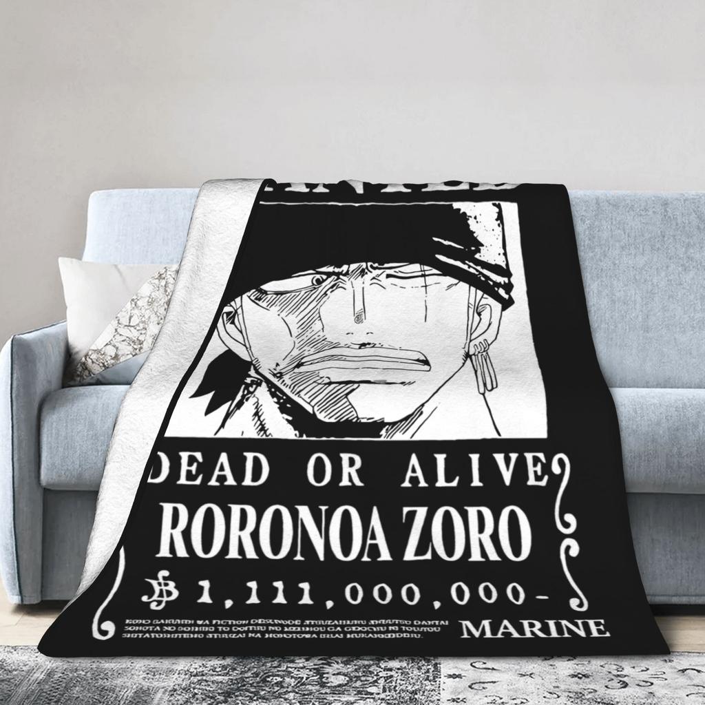 Zoro Wanted Luffy Anime Blanket Flannel Throw Blanket Bedroom Sofa Printed Ultra-Soft Warm Bedsprea,
