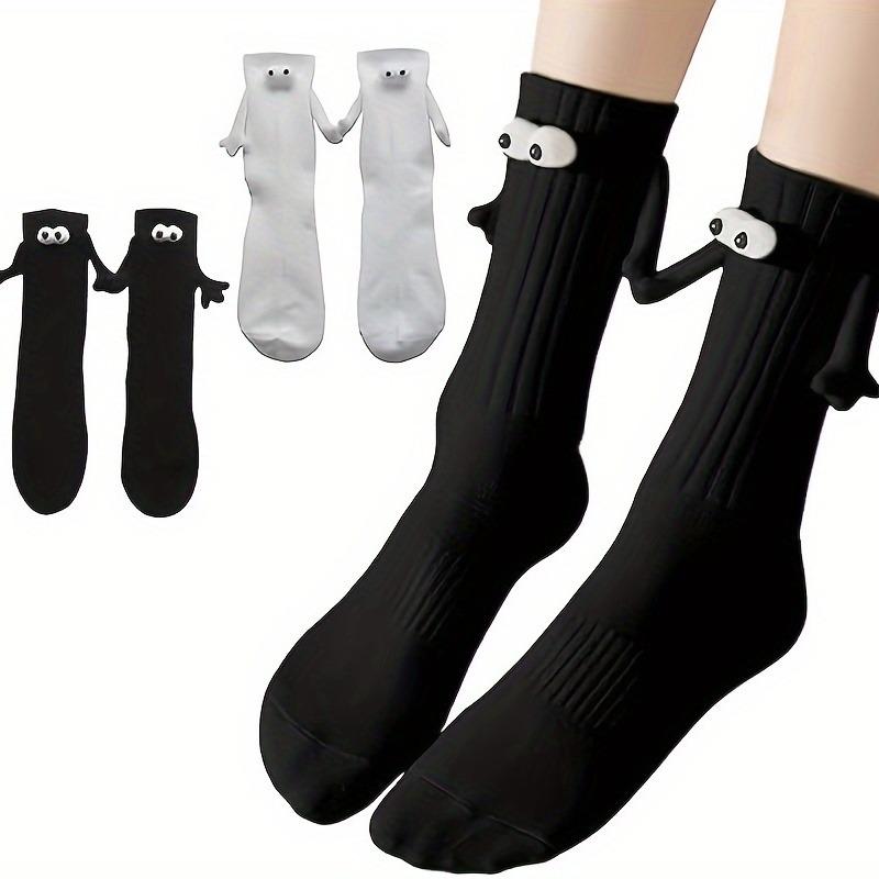 Holding Hands Socks Magnetic Couple Gifts, 3D Cartoon Eyes Funny Hand In Hand Tube Socks for Valentine's Day Christmas