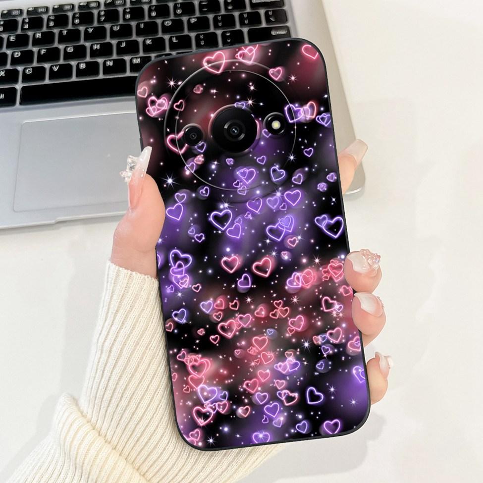 For Redmi A3 4G Phone Case For Xiaomi Poco C61 Cover Silicone Luxury Fashion Flowers Kawaii Cute Cat Painted Shockproof Bumper