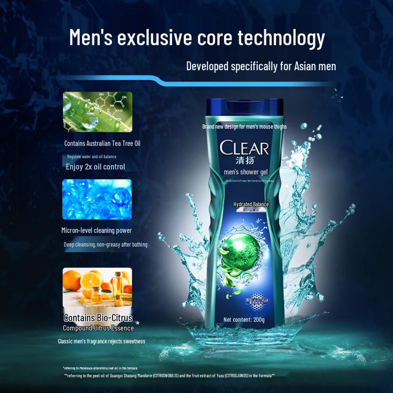 Clear Men's Balancing Oil Control Hydrating Shower Gel