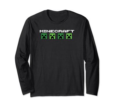 Minecraft Creeper Headcount Logo Long Sleeve T-Shirt