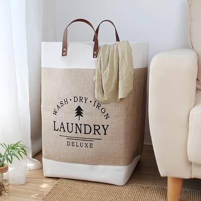 1Pc Large Capacity Laundry Basket, Portable Dirty Clothes Basket, Toy Storage Basket, Household Laundry Hamper with Portable Handle, Home Decor