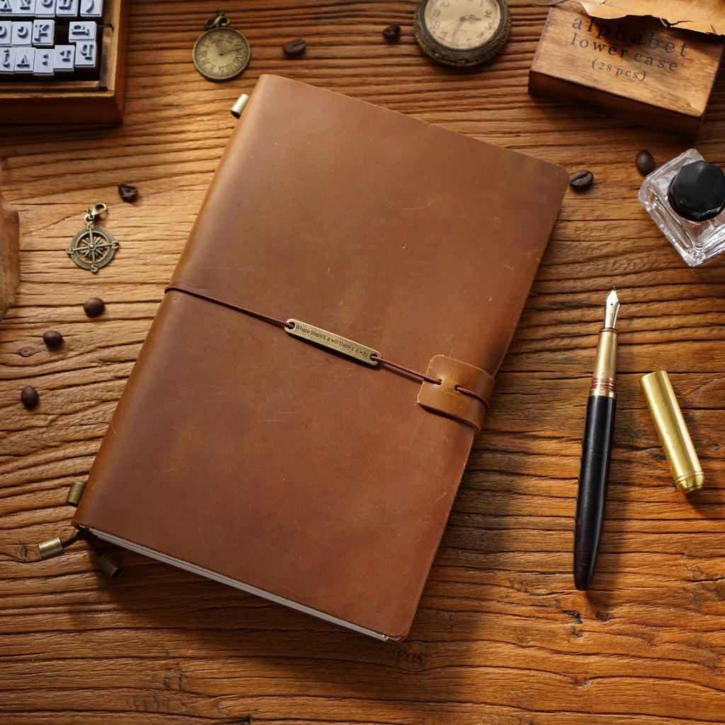 2026 First Layer Cowhide Notebook Genuine Leather Retro Travel Notebook Handmade Loose-leaf Notepad Diary Spot