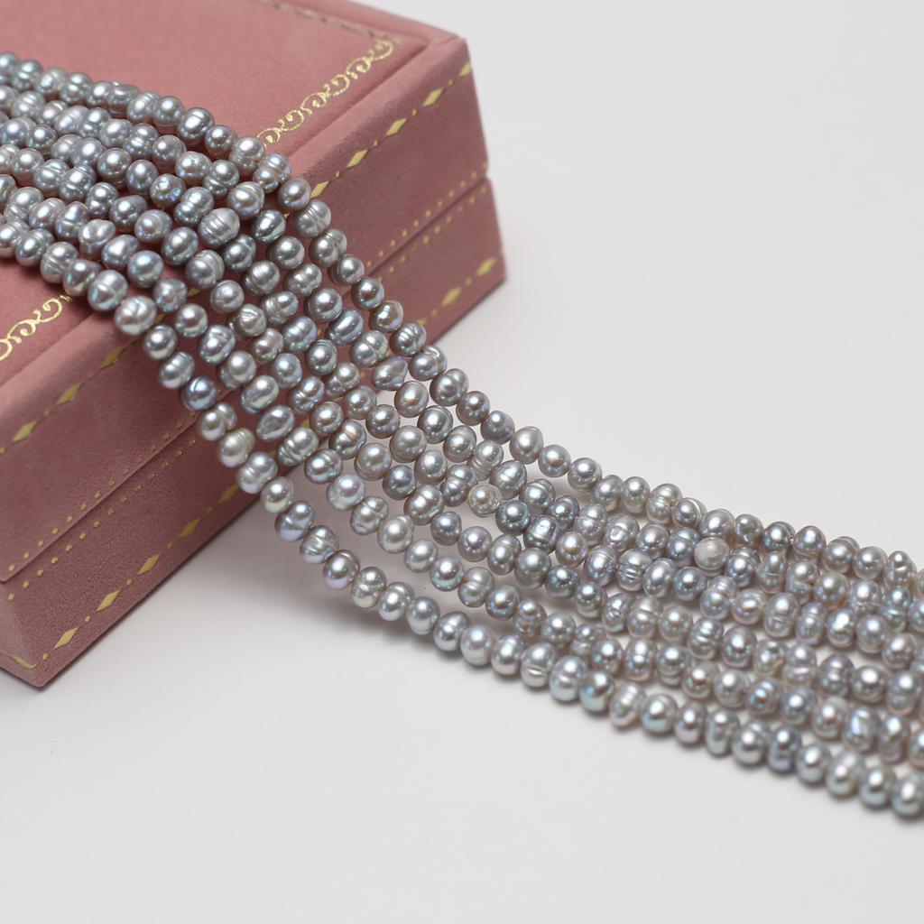 1 Snoer, Grijs Natuurlijke Zoetwaterparels Kralen voor Sieraden Maken DIY Knutselen (Kralen 3-4mm, Lengte 36cm)