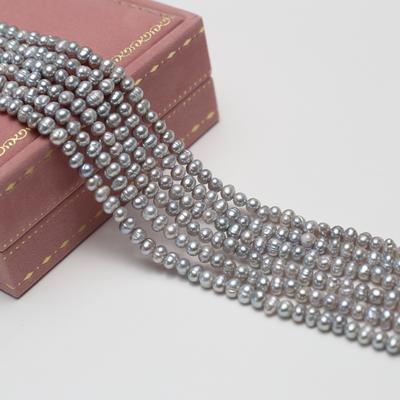 3-4mm Gray Natural Shell Mother of Pearl Beads (36cm Strand) - Easy To String DIY Jewelry Supplies for Daily Wear Necklace/Bracelet - Handmade Craft