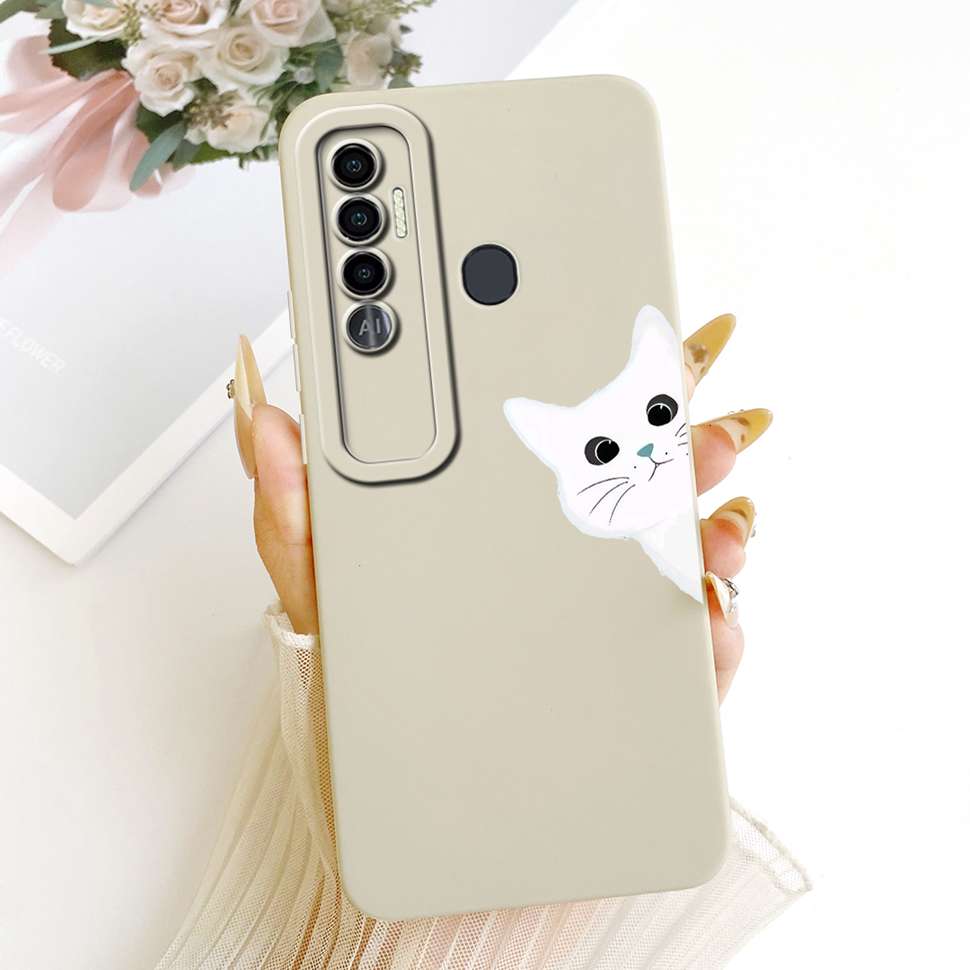For Tecno Spark 7 Pro Case KF8 Fashion Flower Cat Soft Silicone Back Cover For Tecno Spark7 Spark 7 Pro Phone Case Bumper