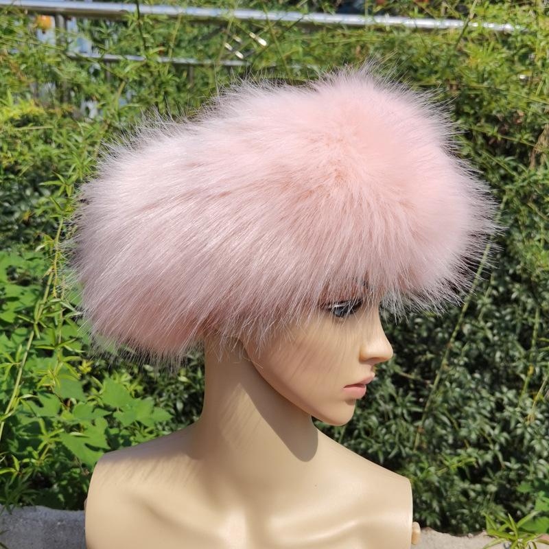 Unisex Thick Fur Dome Cap Retro Warm Flat Top Hat Outdoor Winter Accessories