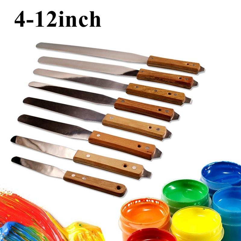 Stainless Steel Spatula Inking Paint Glue Mixing Knife Draw Spatula Texture Scraper Painting Decorating Ink Putty Knife Tools