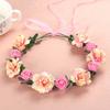 Flower Hair Wreath Headband Floral Crown Garland with Adjustable Ribbon Festivals Wedding Party Headpiece for Women Girl