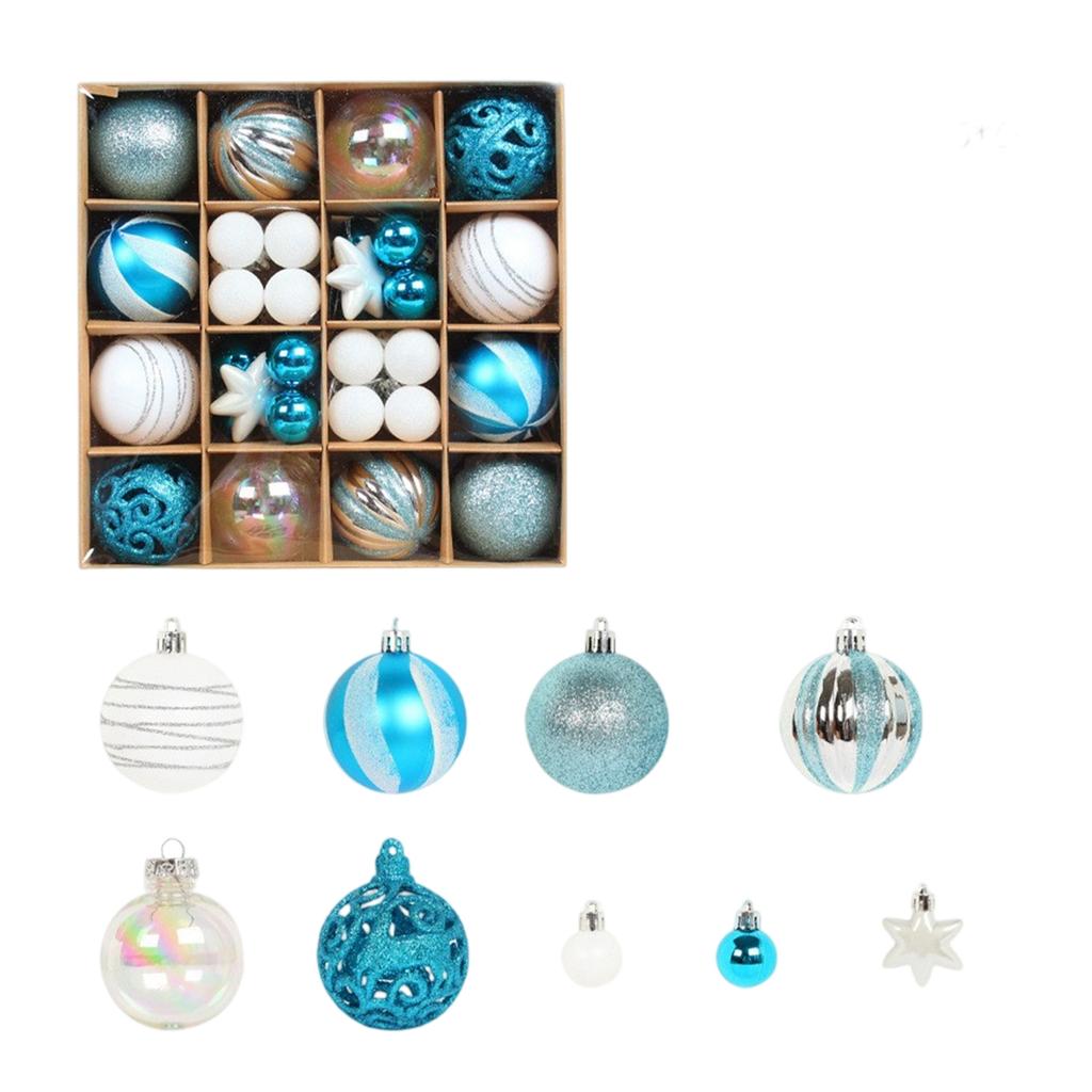 42pcs Christmas Tree Ornament Plastic Ball Decorations For DIY Crafts And Painted Designed Boxes Pendant