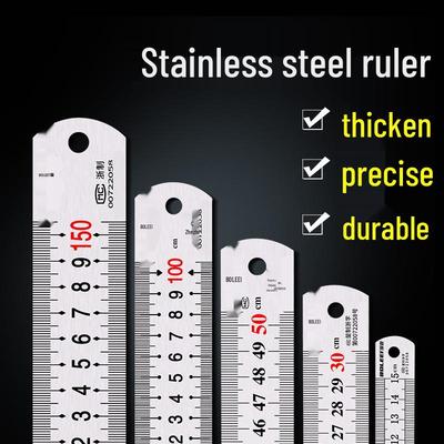 High Precision Stainless Steel Ruler - 15cm/30cm/50cm Lengths, Thickened Iron, 1 Meter Long.