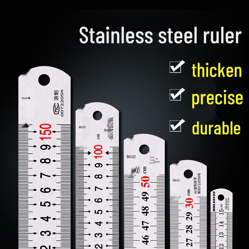 Hochpräziser Edelstahl-Lineal - Längen 15cm/30cm/50cm, Verdicktes Eisen, 1 Meter lang.