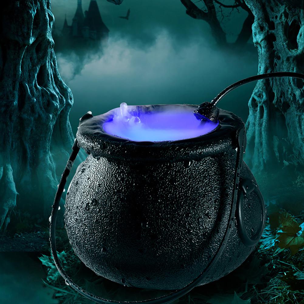 12 LED Halloween Witch Bucket Halloween Cauldron with Mist Maker