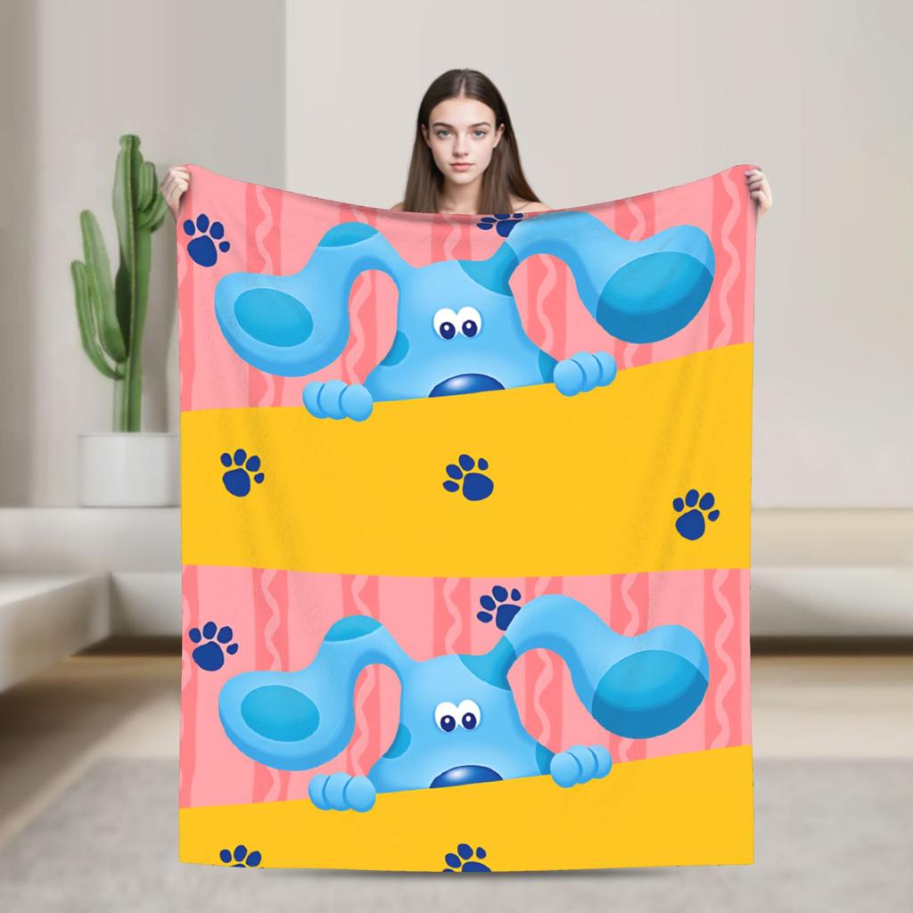 Soft Warm Blanket Airplane Travel Blue's Clues Collage Throw Blanket Cartoon Flannel Bedspread For Couch Chair Sofa Bed Sofa Bed