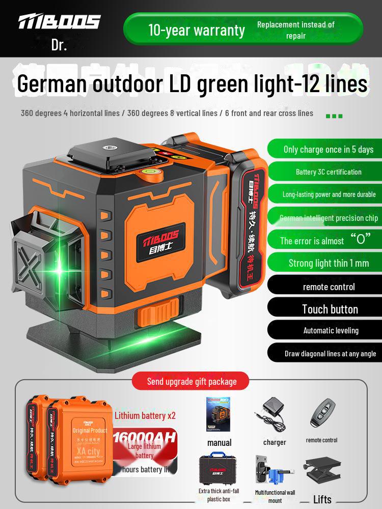 High-Precision Outdoor Laser Level with Infrared Auto-Leveling