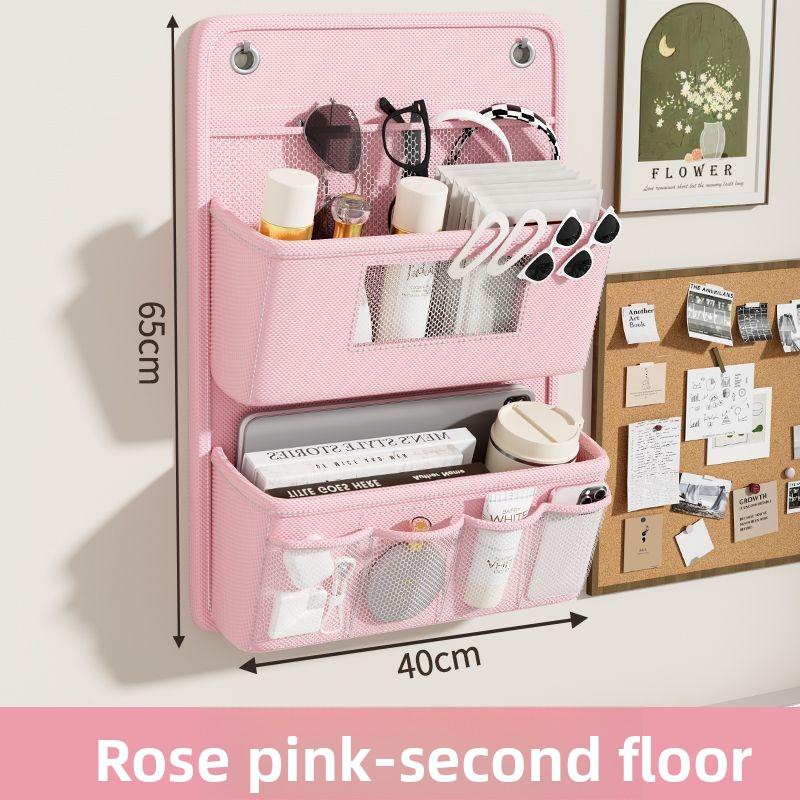 Versatile Wall-Mounted Storage Organizer Multi-Compartment Fabric Bathroom Hanging Bag with Viewing Window Hooks accessories