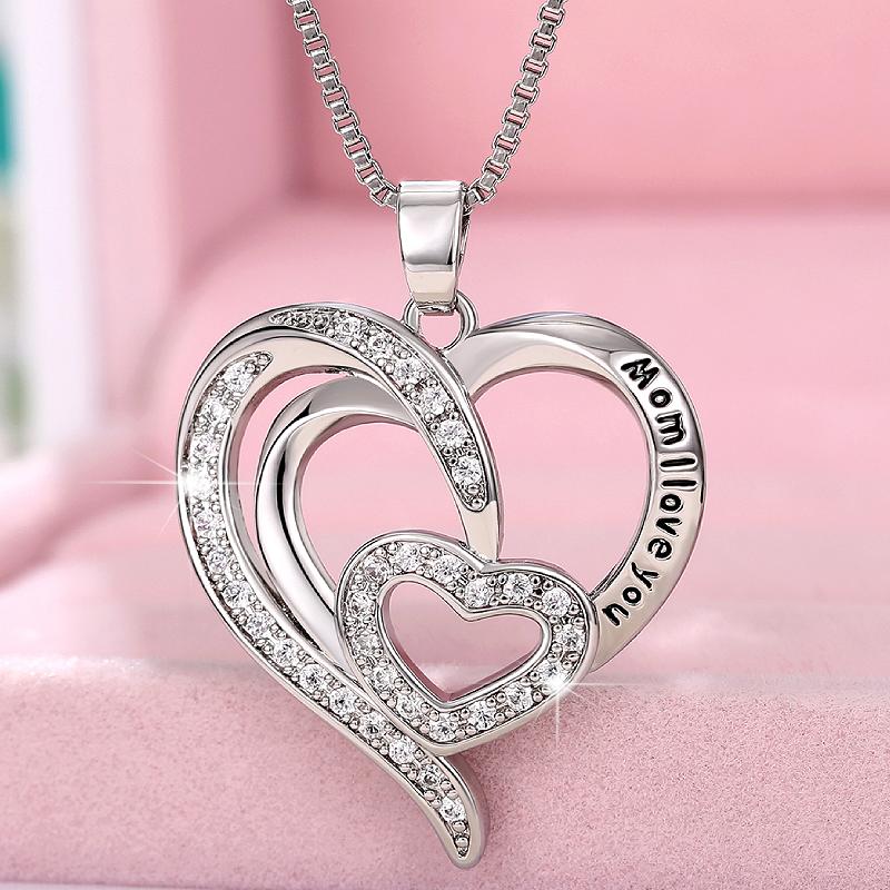 

Huitan Aesthetic Hearts Women Pendant Necklace for Mother s Day Birthday to Mom Romantic Trendy Accessories Jewelry Gift