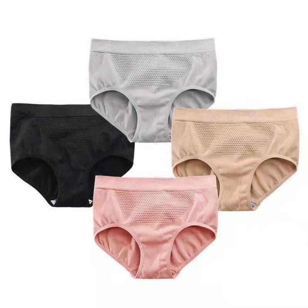 5PCS Panties Seamless Briefs Mid Waist Women Underwear Comfortable Simple Underpants Girls