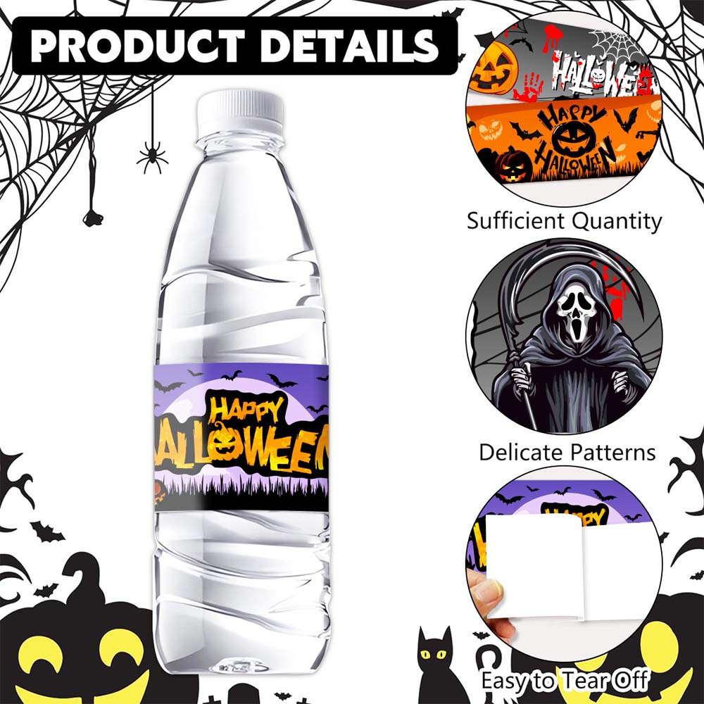 Skull Halloween Water Bottle Labels Bone Halloween Party Supplies  Household