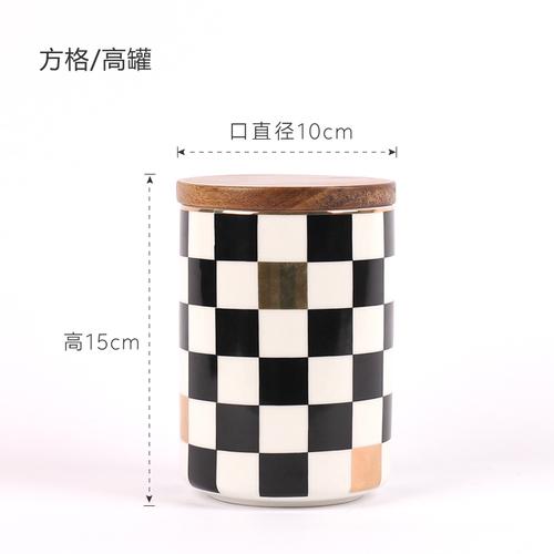 Ceramics Sealed Jar Wooden Cover Storage Tank Moisture-proof Storage Jar Candy Jar Food Container Decorative Jars Home Organizer