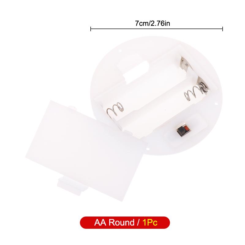 1/5Pcs 2 Aaa/Aa 3V Battery Case With Switch Cover Round Embedded Battery Holder Battery Storage Boxes Switch Socket Container