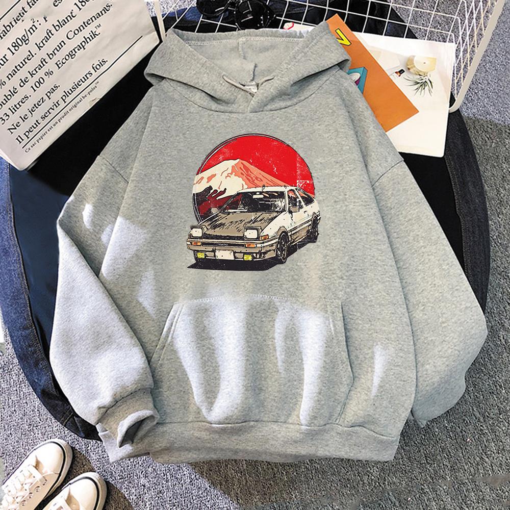 Anime Initial D AE86 2D tisk Pánská bavlna mikina s kapucí ležérní oversized svetr populární streetwear módní mikina pánské oblečení