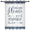 Text Stripes Window Curtains Home Decor Living Room Curtains Kitchen Drapes Panel Curtains for Bedroom