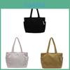Borsa Tote in Velluto a Coste Minimalista Urbana Grande Capacità Per Uso Quotidiano Casual
