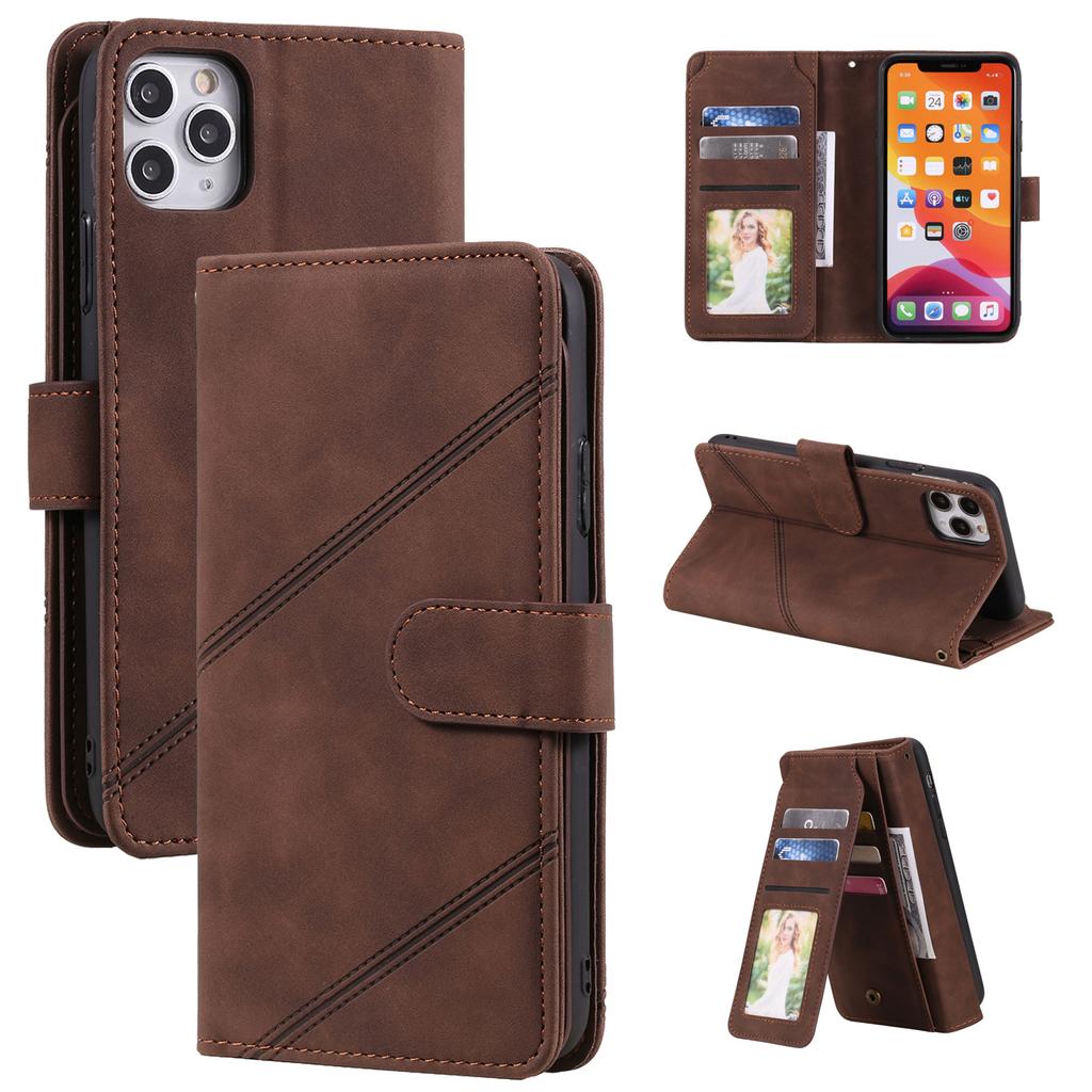 Applicable to iPhone16 mobile phone leather case 15Pro skin matte solid color nine-card wallet protective case Samsung S25