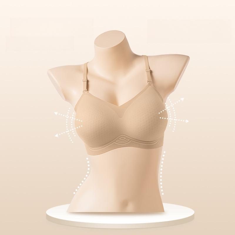 Invisible Bra Women's Beautiful Back Bra Breathable Straight Semi-fixed Cup Underwear Push Up Bra